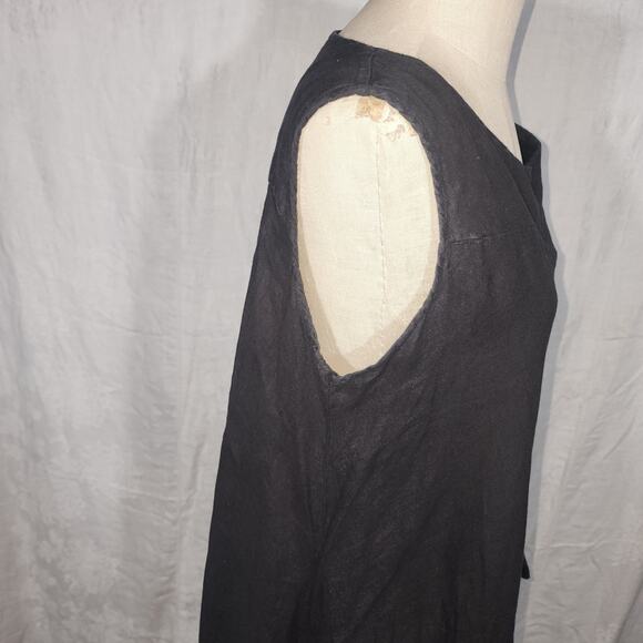 VIVIAN SHYU sz S/M black asymmetrical hi low sleeveless linen top Italy - Picture 5 of 8